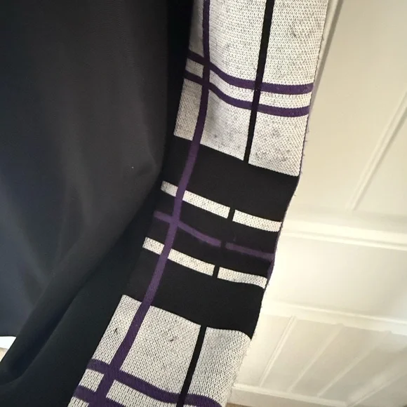 Signature Black & Purple Plaid Sheath Dress by Joseph Ribkoff Size 12 - Picture 7 of 8